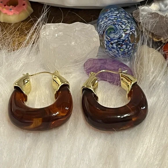 Tortoise Shell Hoops - Picture 2 of 9